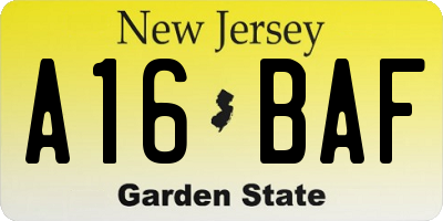 NJ license plate A16BAF