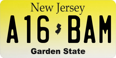 NJ license plate A16BAM
