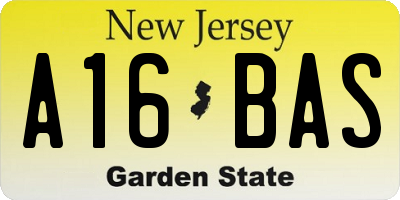 NJ license plate A16BAS