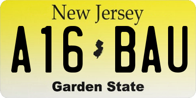 NJ license plate A16BAU