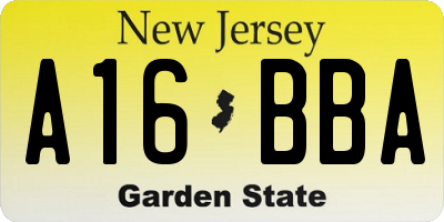 NJ license plate A16BBA