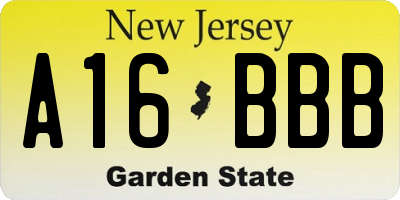 NJ license plate A16BBB