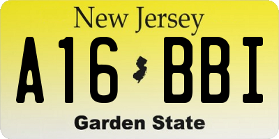 NJ license plate A16BBI