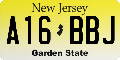 NJ license plate A16BBJ