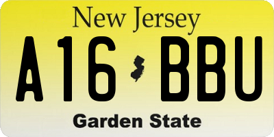 NJ license plate A16BBU