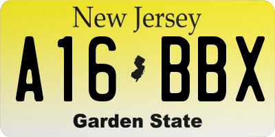 NJ license plate A16BBX