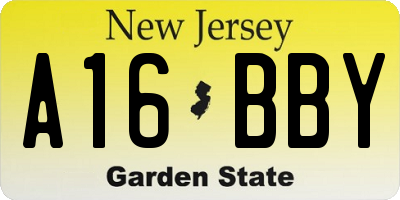 NJ license plate A16BBY