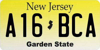 NJ license plate A16BCA