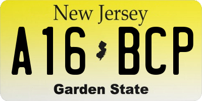 NJ license plate A16BCP