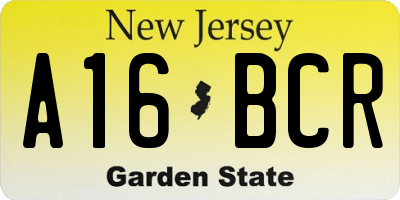 NJ license plate A16BCR