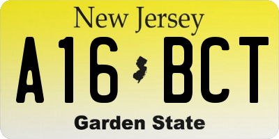 NJ license plate A16BCT
