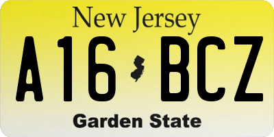 NJ license plate A16BCZ