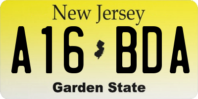NJ license plate A16BDA