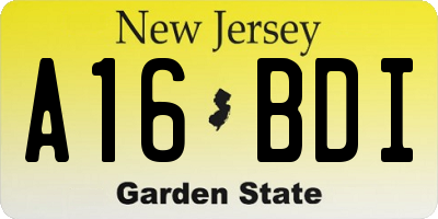 NJ license plate A16BDI