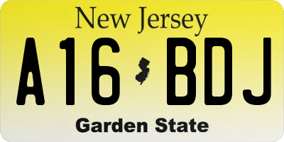 NJ license plate A16BDJ