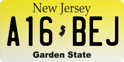 NJ license plate A16BEJ
