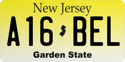 NJ license plate A16BEL