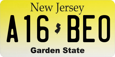NJ license plate A16BEO