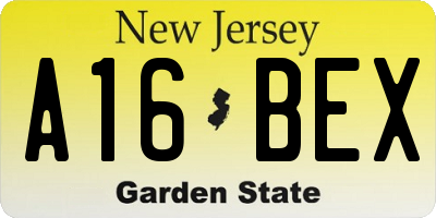 NJ license plate A16BEX