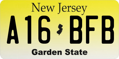 NJ license plate A16BFB