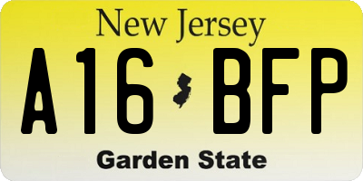 NJ license plate A16BFP