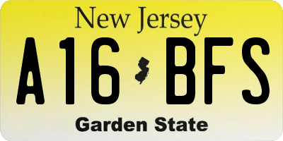 NJ license plate A16BFS