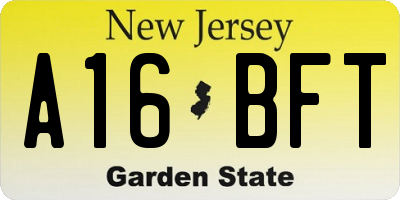 NJ license plate A16BFT