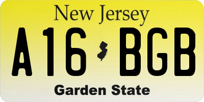 NJ license plate A16BGB