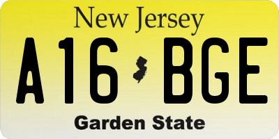 NJ license plate A16BGE