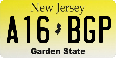 NJ license plate A16BGP
