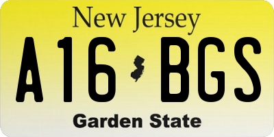 NJ license plate A16BGS