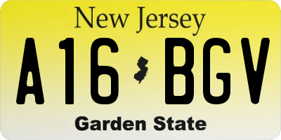 NJ license plate A16BGV