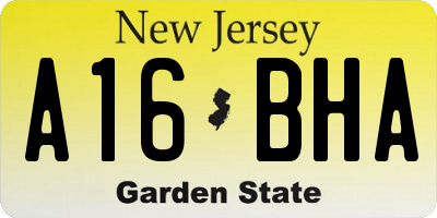 NJ license plate A16BHA