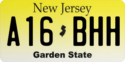 NJ license plate A16BHH