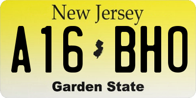 NJ license plate A16BHO