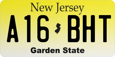 NJ license plate A16BHT