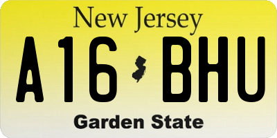 NJ license plate A16BHU