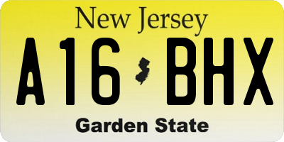 NJ license plate A16BHX