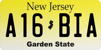 NJ license plate A16BIA