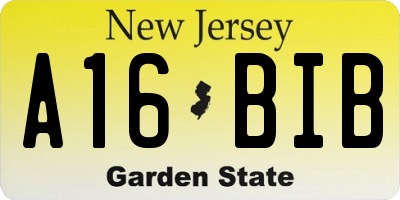 NJ license plate A16BIB