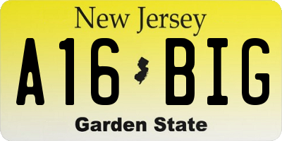 NJ license plate A16BIG