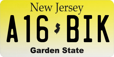 NJ license plate A16BIK