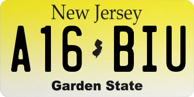NJ license plate A16BIU