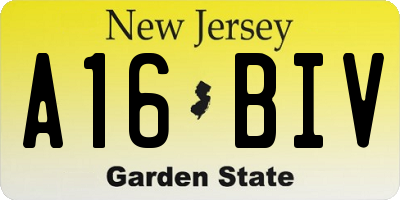 NJ license plate A16BIV