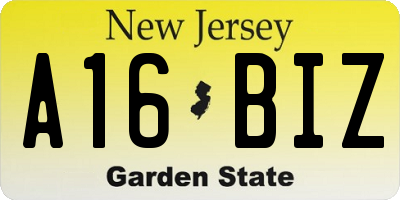 NJ license plate A16BIZ