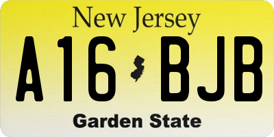 NJ license plate A16BJB