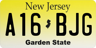 NJ license plate A16BJG