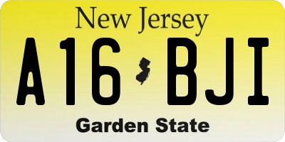 NJ license plate A16BJI