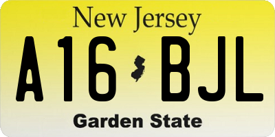 NJ license plate A16BJL