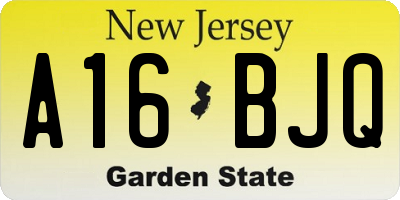 NJ license plate A16BJQ